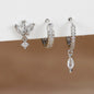 3PCS Horse Eye Zircon Stud Earrings